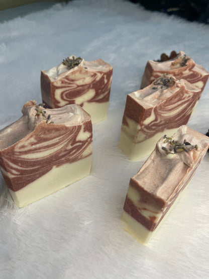 Manjistha cold process soap with luvender essential oil