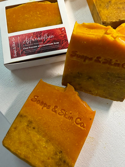 Astaxanthin cold process soap with coffee exfoliator