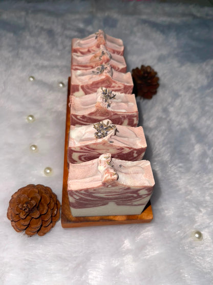 Manjistha cold process soap with luvender essential oil