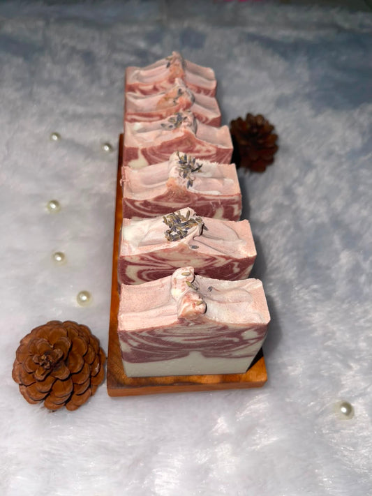 Manjistha cold process soap with luvender essential oil